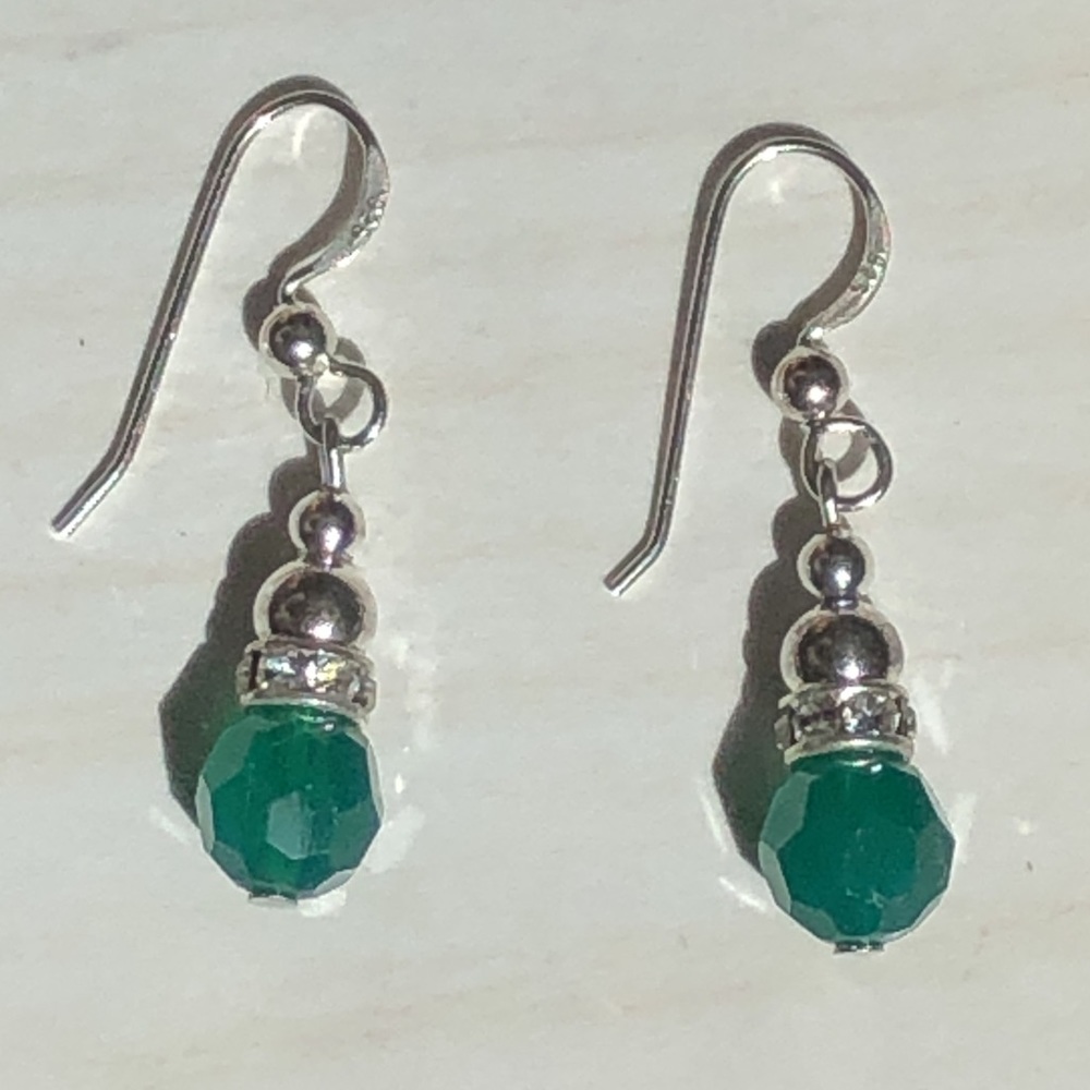 Sterling Silver /Emerald Earrings